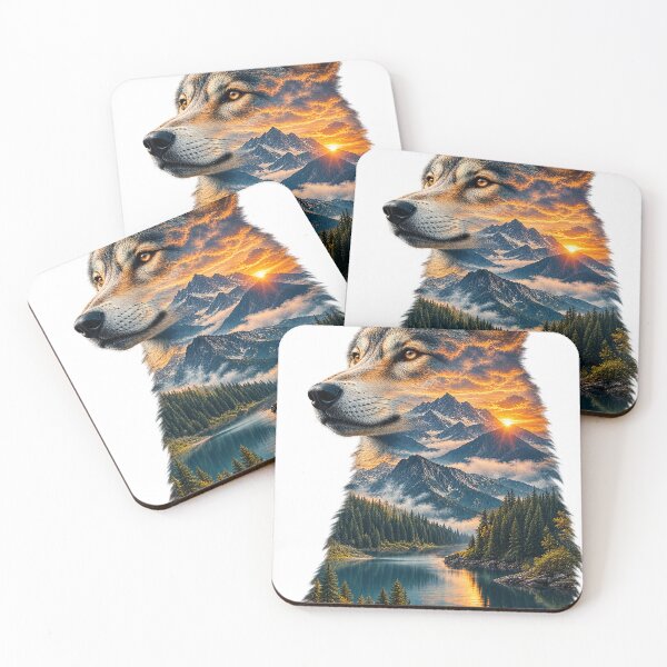 Item preview, Majestic Dog Wilderness Double Exposure Nature Design designed and sold by CreativeNest Prints.