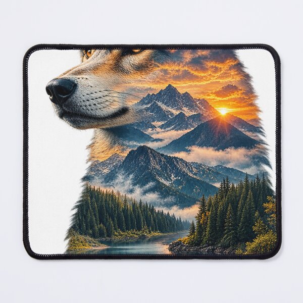 Item preview, Majestic Dog Wilderness Double Exposure Nature Design designed and sold by CreativeNest Prints.