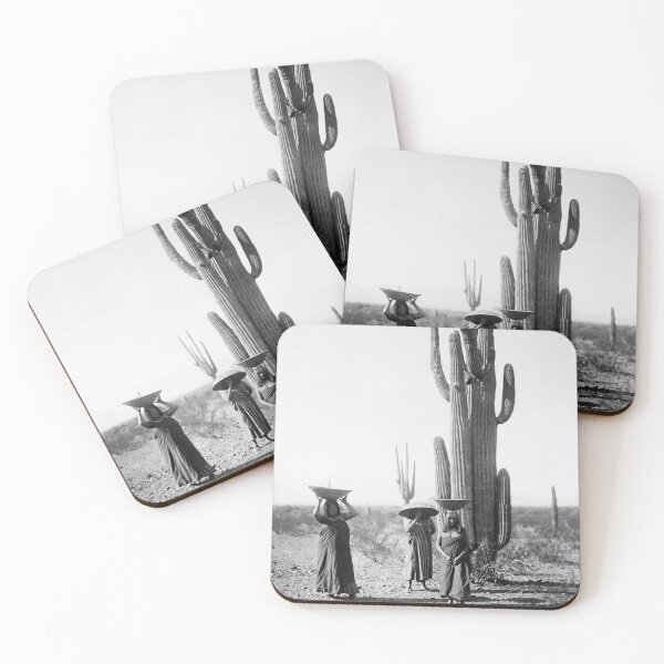 Item preview, 1907 Maricopa women gathering fruit from Saguaro cacti vintage black and white desert photograph designed and sold by Astrid Arkhangelsky.