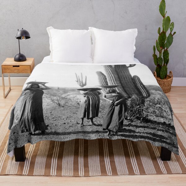 Item preview, 1907 Maricopa women gathering fruit from Saguaro cacti vintage black and white desert photograph designed and sold by Astrid Arkhangelsky.
