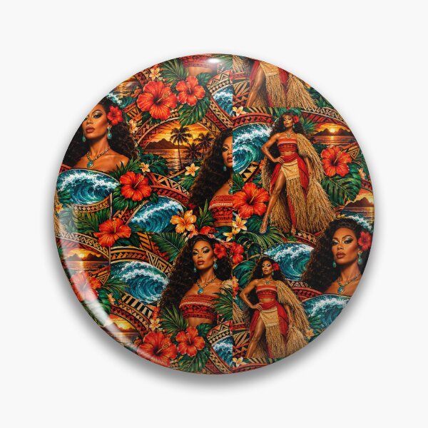 Item preview, Tropical Island Goddess and Hibiscus Mixed Media Art designed and sold by THE SPLATTERED HAUS BY SAGE BANKS.