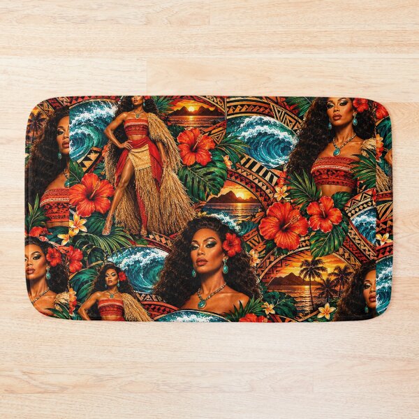 Item preview, Tropical Island Goddess and Hibiscus Mixed Media Art designed and sold by THE SPLATTERED HAUS BY SAGE BANKS.