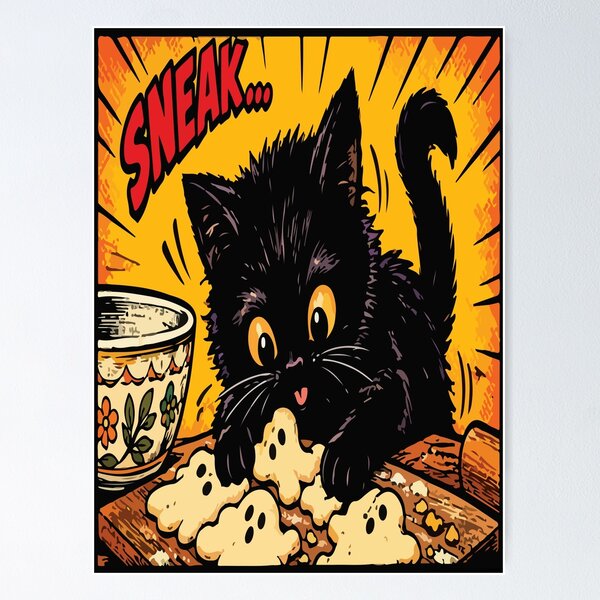 Item preview, Mischievous Black Cat Sneaking Cookies - Chapter 02 designed and sold by SON SON.
