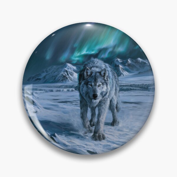 Item preview, A gigantic Amarok of Inuit mythology standing upon a vast snow-covered Arctic landscape beneath the northern lights, Fantasy & Mythological Creatures designed and sold by CDC40.