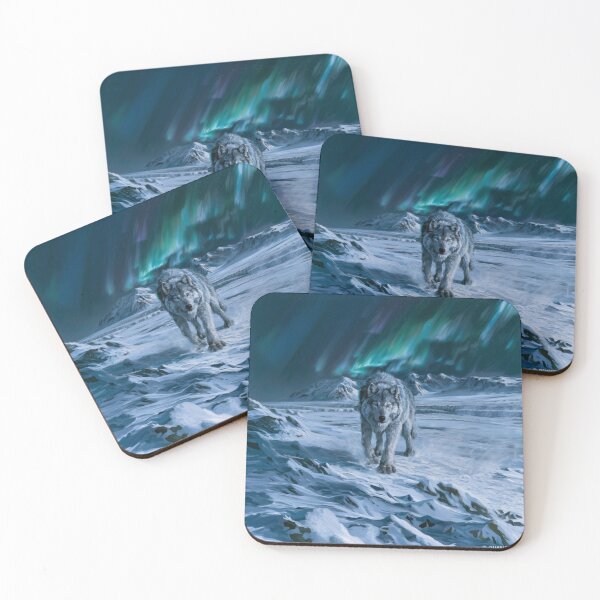 Item preview, A gigantic Amarok of Inuit mythology standing upon a vast snow-covered Arctic landscape beneath the northern lights, Fantasy & Mythological Creatures designed and sold by CDC40.
