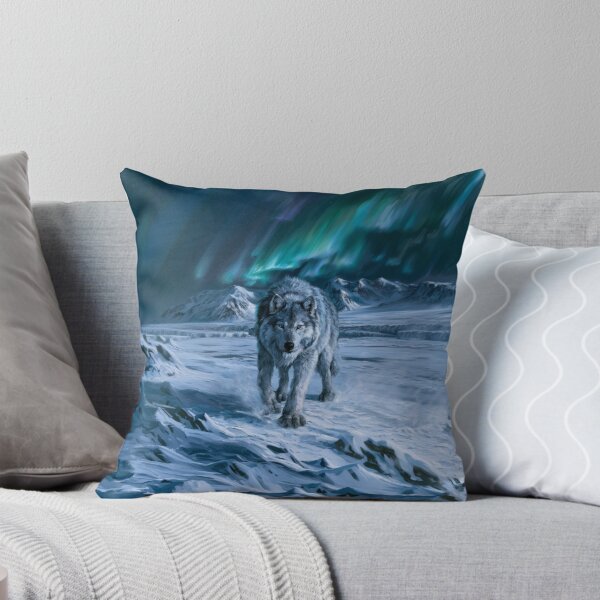 Item preview, A gigantic Amarok of Inuit mythology standing upon a vast snow-covered Arctic landscape beneath the northern lights, Fantasy & Mythological Creatures designed and sold by CDC40.