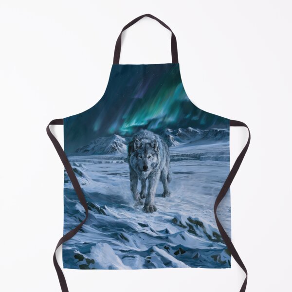 Item preview, A gigantic Amarok of Inuit mythology standing upon a vast snow-covered Arctic landscape beneath the northern lights, Fantasy & Mythological Creatures designed and sold by CDC40.