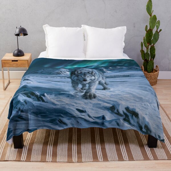 Item preview, A gigantic Amarok of Inuit mythology standing upon a vast snow-covered Arctic landscape beneath the northern lights, Fantasy & Mythological Creatures designed and sold by CDC40.
