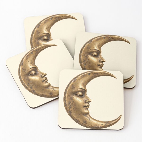Item preview, Vintage Golden Crescent Moon Celestial Mystic Art designed and sold by jianina-alondra.