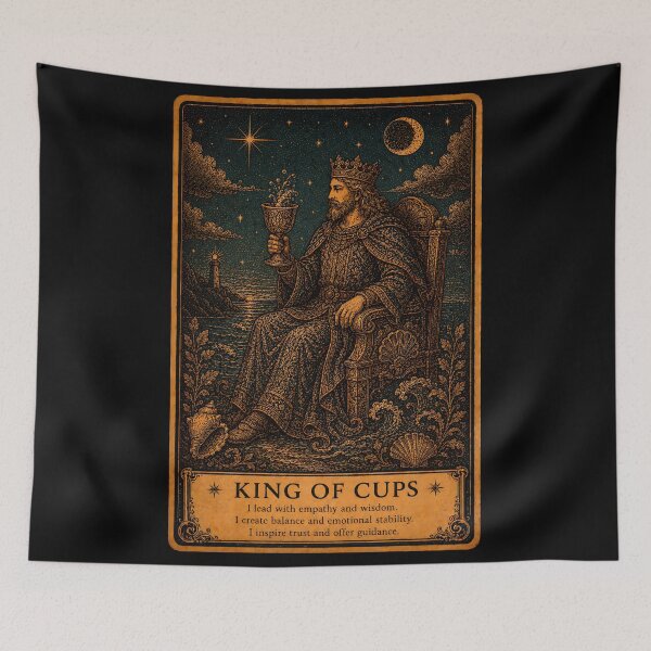 Item preview, King of Cups Tarot Card - Emotional Wisdom, Compassion & Inner Strength designed and sold by ArcanaAbsolute.