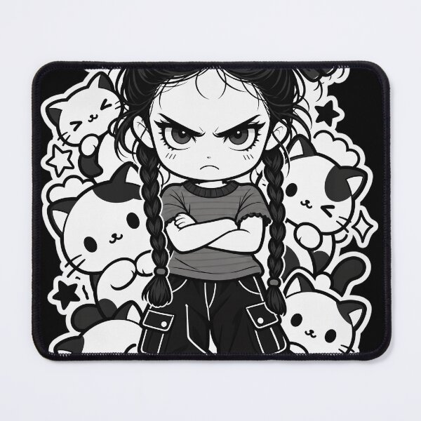 Item preview, Stern Girl with Bows Surrounded by Kittens designed and sold by SeoulVibeStudio.