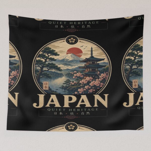 Item preview, Japan Quiet Heritage Vintage Poster, Mount Fuji Japanese Landscape Art, Retro Japan designed and sold by TulipsArtDesigns .