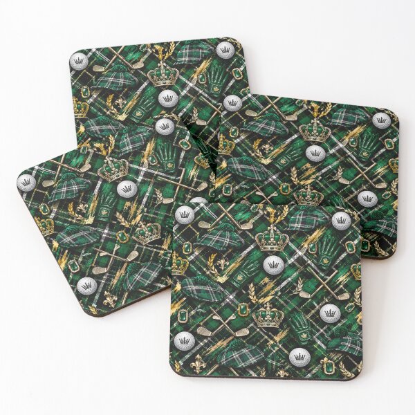 Item preview, Royal Golf Tartan and Emerald Mixed Media Art designed and sold by THE SPLATTERED HAUS BY SAGE BANKS.