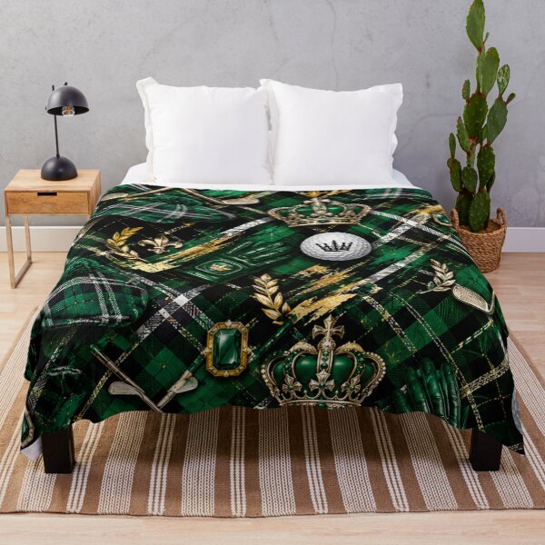 Item preview, Royal Golf Tartan and Emerald Mixed Media Art designed and sold by THE SPLATTERED HAUS BY SAGE BANKS.