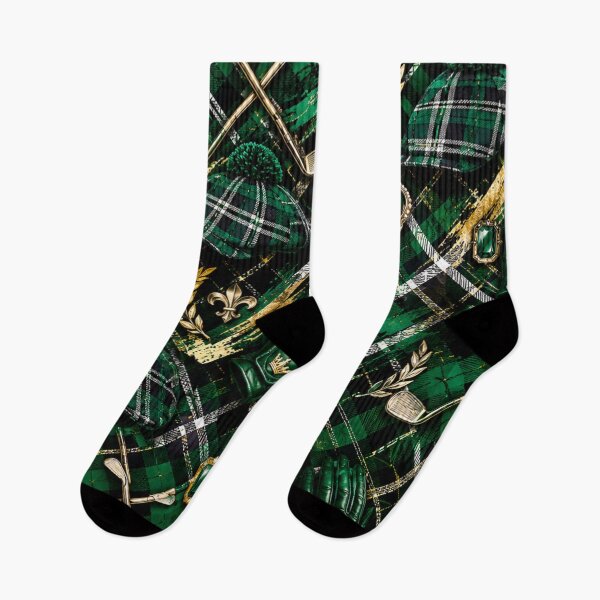 Item preview, Royal Golf Tartan and Emerald Mixed Media Art designed and sold by THE SPLATTERED HAUS BY SAGE BANKS.