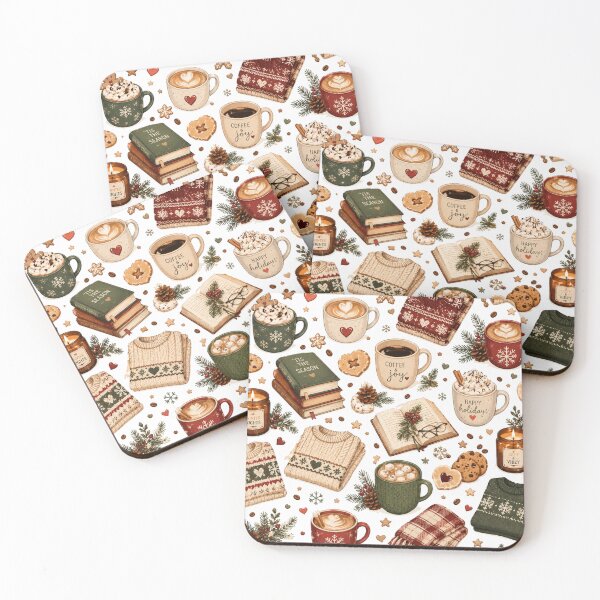 Item preview, Cozy Christmas Coffee Winter Pattern designed and sold by DreamPixelPrint.