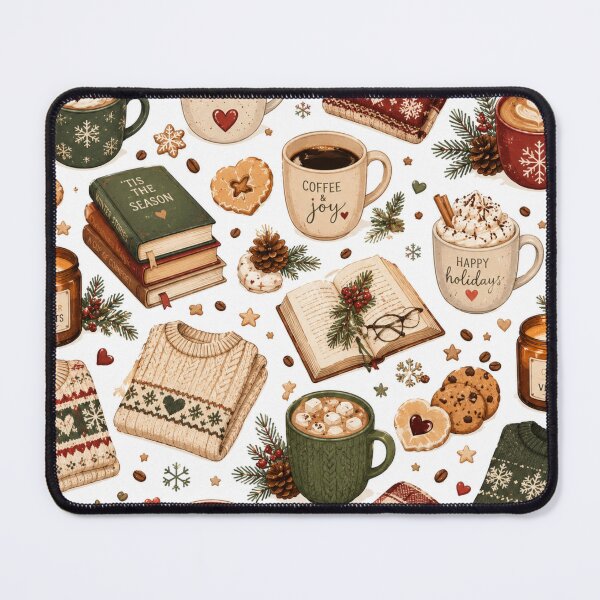 Item preview, Cozy Christmas Coffee Winter Pattern designed and sold by DreamPixelPrint.