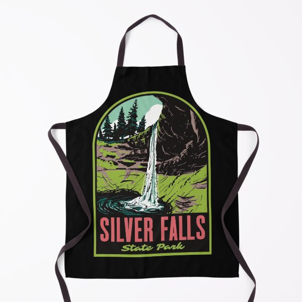 Artikelvorschau, South Falls, Silver Falls, Oregon – Retro-Reiseillustration entworfen und verkauft von HalpinDesign.