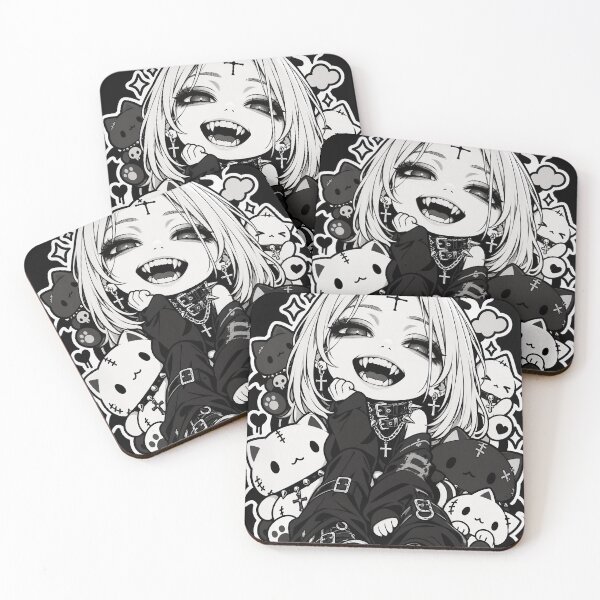 Item preview, Smiling Girl with Cats Gothic Punk Style designed and sold by SeoulVibeStudio.