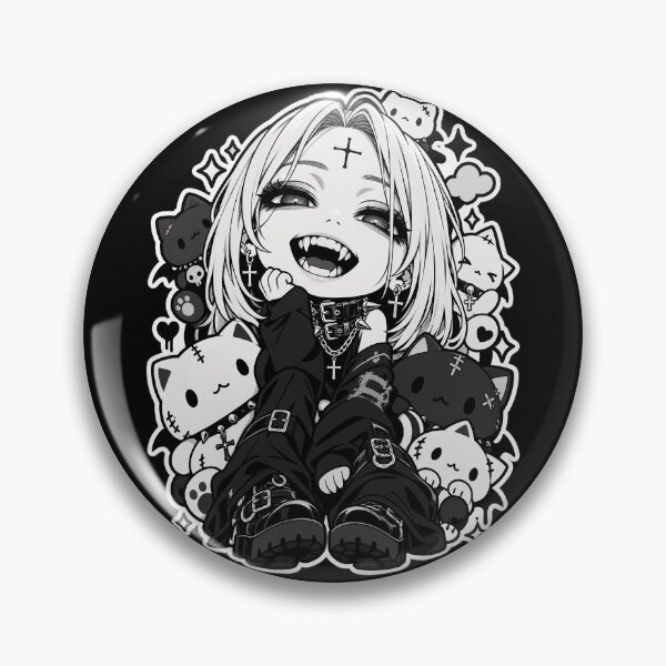 Item preview, Smiling Girl with Cats Gothic Punk Style designed and sold by SeoulVibeStudio.