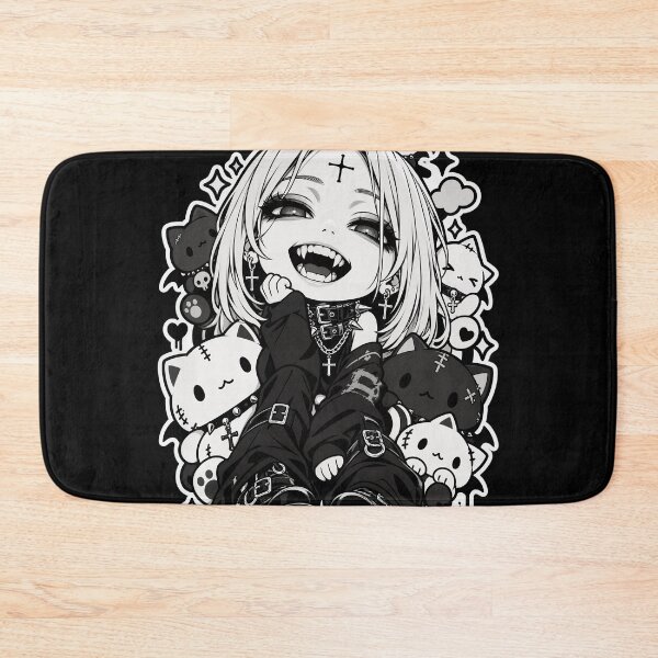 Item preview, Smiling Girl with Cats Gothic Punk Style designed and sold by SeoulVibeStudio.