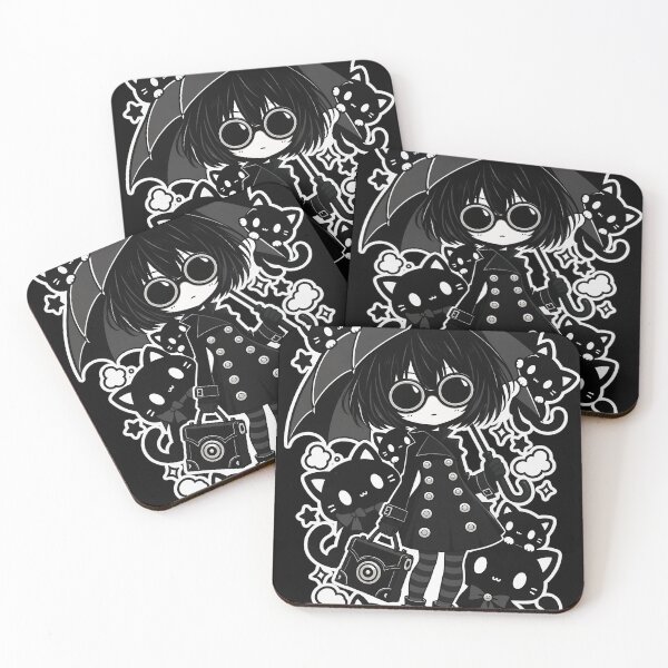 Item preview, Young Girl with Umbrella Surrounded by Cats designed and sold by SeoulVibeStudio.