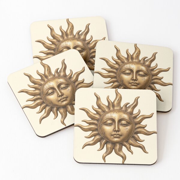 Item preview, Vintage Golden Sun Face Celestial Mystic Art designed and sold by jianina-alondra.