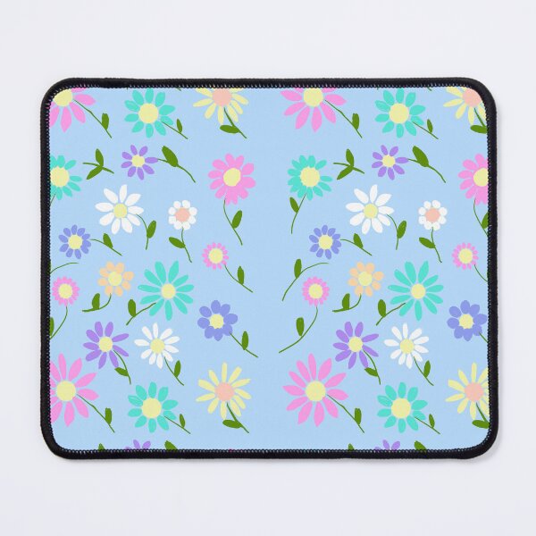 Item preview, Colorful Flowers on Blue Background designed and sold by Elaine M Hayward .