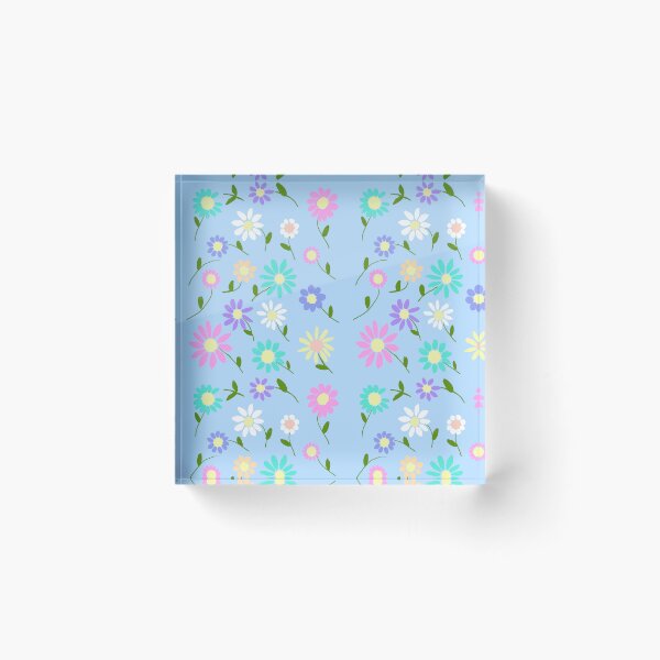 Item preview, Colorful Flowers on Blue Background designed and sold by Elaine M Hayward .