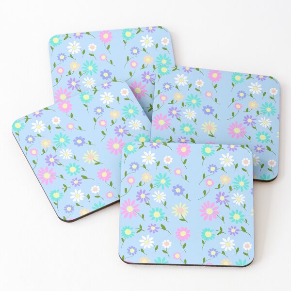 Item preview, Colorful Flowers on Blue Background designed and sold by Elaine M Hayward .