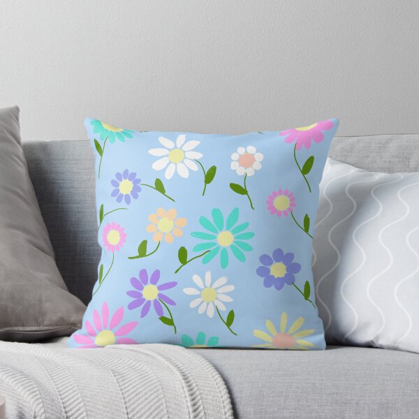 Item preview, Colorful Flowers on Blue Background designed and sold by Elaine M Hayward .