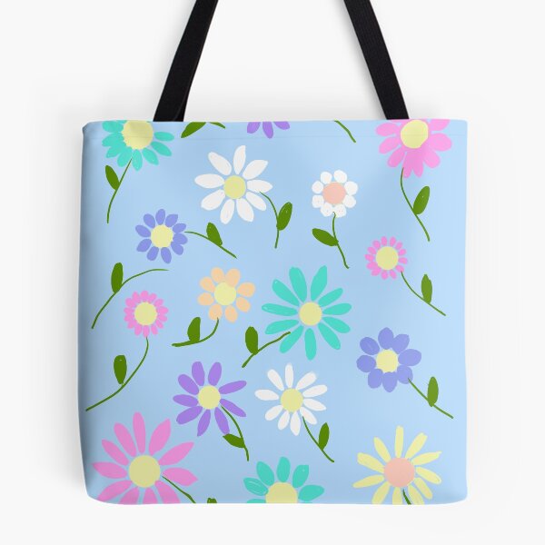 Item preview, Colorful Flowers on Blue Background designed and sold by Elaine M Hayward .