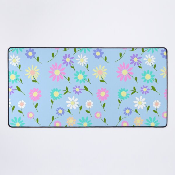 Item preview, Colorful Flowers on Blue Background designed and sold by Elaine M Hayward .
