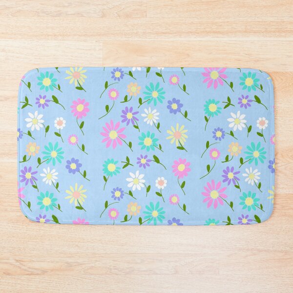 Item preview, Colorful Flowers on Blue Background designed and sold by Elaine M Hayward .
