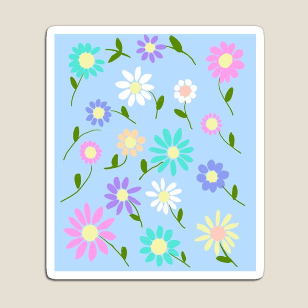 Item preview, Colorful Flowers on Blue Background designed and sold by Elaine M Hayward .