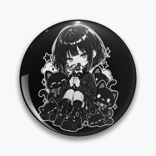 Item preview, Young Girl Surrounded by Black Cats and Flowers designed and sold by SeoulVibeStudio.