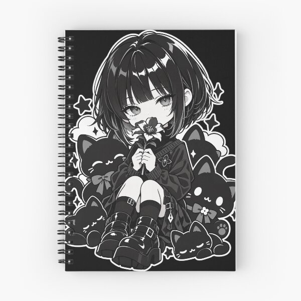 Item preview, Young Girl Surrounded by Black Cats and Flowers designed and sold by SeoulVibeStudio.