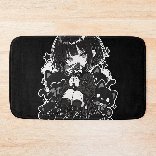 Item preview, Young Girl Surrounded by Black Cats and Flowers designed and sold by SeoulVibeStudio.