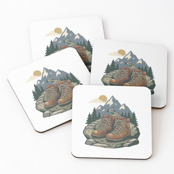 Item preview, Hiking Boots and Mountain Trail Adventure Nature Design designed and sold by Mellow Doodle Co..
