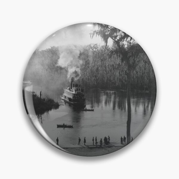 Item preview, 1886 Steamboat approaching dock, view from the Morgan house, Silver Springs, Florida vintage black and white photograph designed and sold by Astrid Arkhangelsky.
