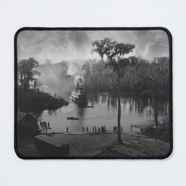Item preview, 1886 Steamboat approaching dock, view from the Morgan house, Silver Springs, Florida vintage black and white photograph designed and sold by Astrid Arkhangelsky.