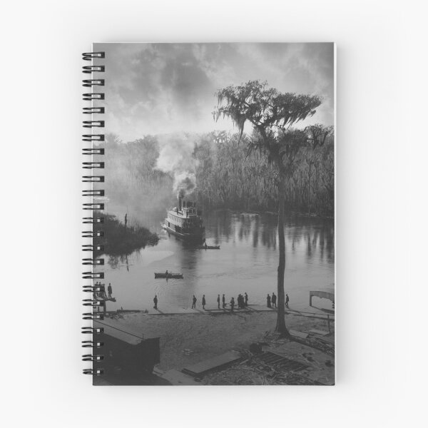 Item preview, 1886 Steamboat approaching dock, view from the Morgan house, Silver Springs, Florida vintage black and white photograph designed and sold by Astrid Arkhangelsky.