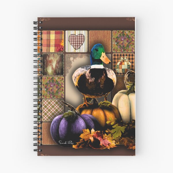 Item preview, Autumn Patchwork Mallard & Pumpkins – Cozy Fall Quilt Art designed and sold by ArtistsAtticWI.