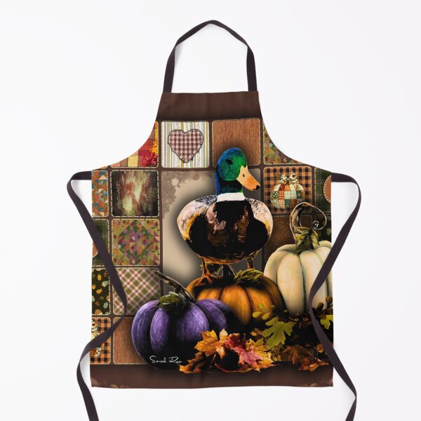 Item preview, Autumn Patchwork Mallard & Pumpkins – Cozy Fall Quilt Art designed and sold by ArtistsAtticWI.