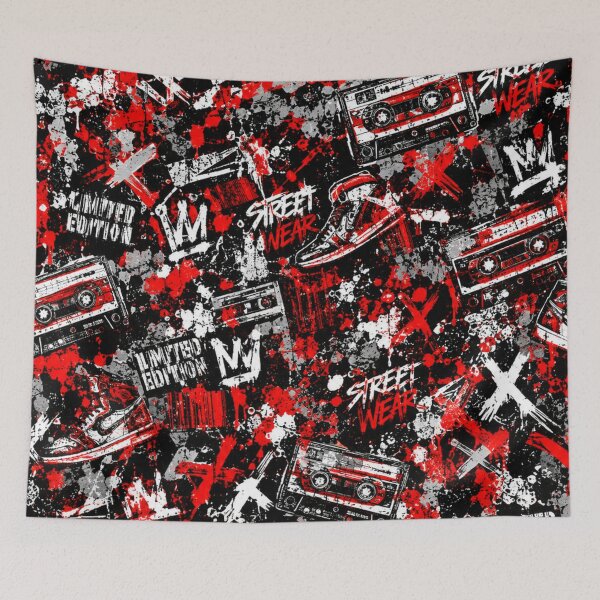 Item preview, Streetwear Red and Black Splatter Mixed Media Art designed and sold by THE SPLATTERED HAUS BY SAGE BANKS.