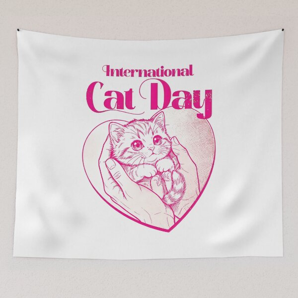 Item preview, Cute Kitten Heart International Cat Day Illustration designed and sold by OlyvieArt.