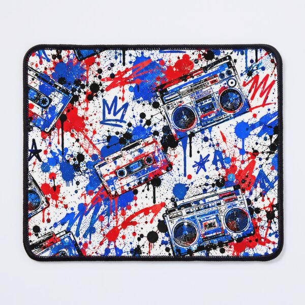 Item preview, Retro Boombox and Cassette Splatter Mixed Media Art designed and sold by THE SPLATTERED HAUS BY SAGE BANKS.