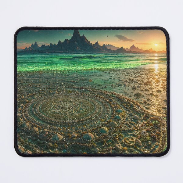Item preview, Glowing Emerald Tidal Sacred Geometry Sand Mandala | Monkeybusiness designed and sold by monkeybusiness.pt.