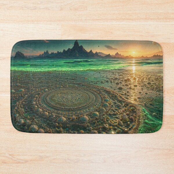 Item preview, Glowing Emerald Tidal Sacred Geometry Sand Mandala | Monkeybusiness designed and sold by monkeybusiness.pt.