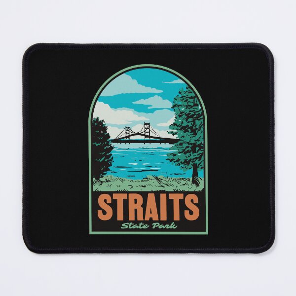 Item preview, Mackinac Bridge Straits State Park Retro Travel Art designed and sold by HalpinDesign.